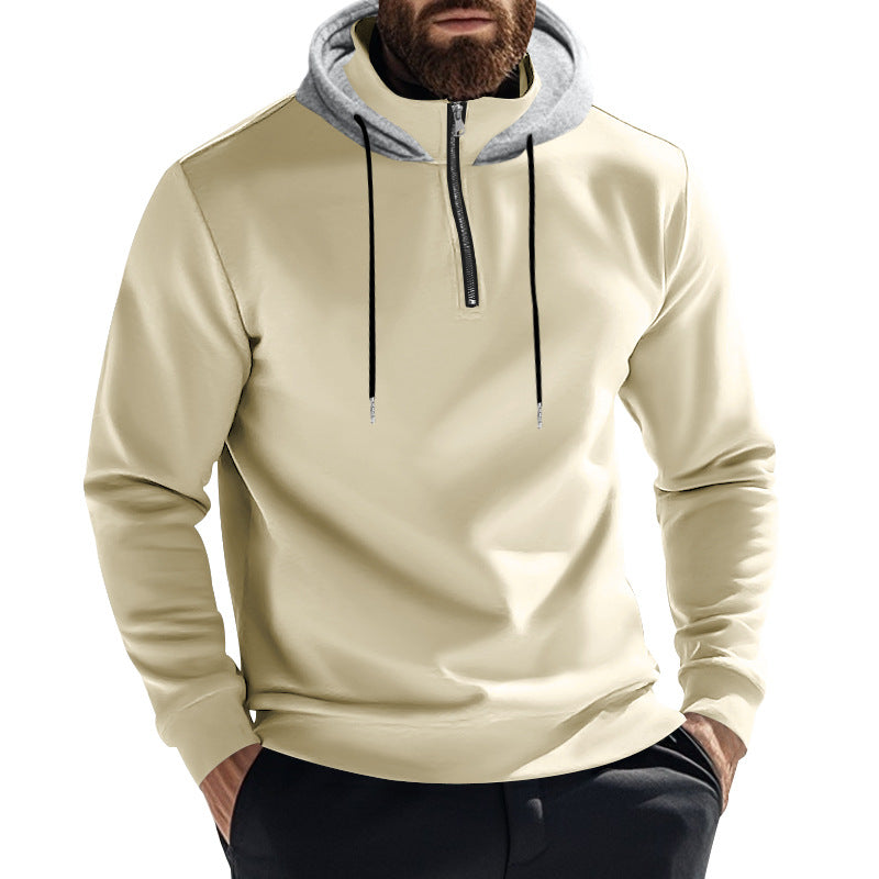 Men's half-zip hoodie with contrasting hood, drawstring and slim silhouette Mune Fashion