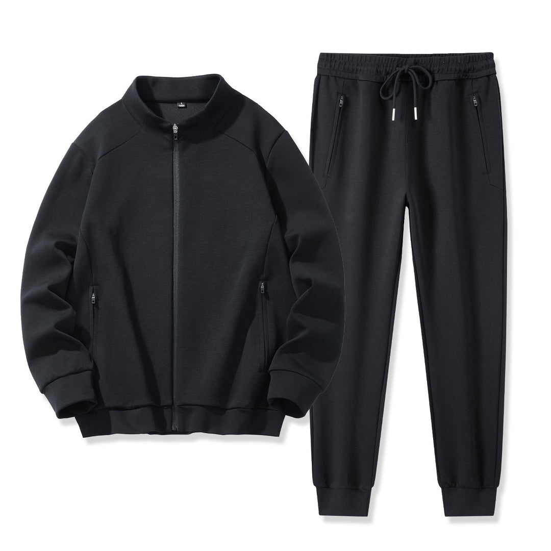 Men's Two-Piece Performance Training Set with Stand-Up Collar Zip Jacket and Tapered Jogging Pants Mune Fashion
