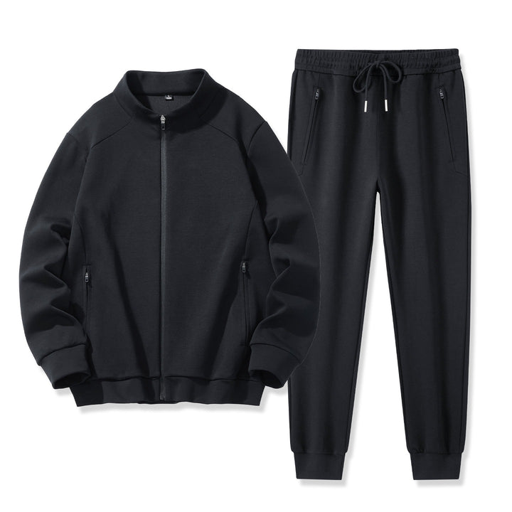 Men's Two-Piece Performance Training Set with Stand-Up Collar Zip Jacket and Tapered Jogging Pants Mune Fashion