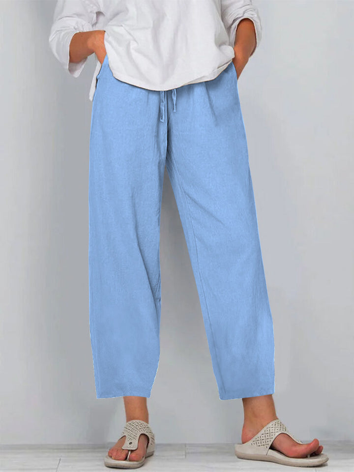 Women's Relaxed Culotte Pants with Drawstring, Side Pockets and Ankle Length Mune Fashion