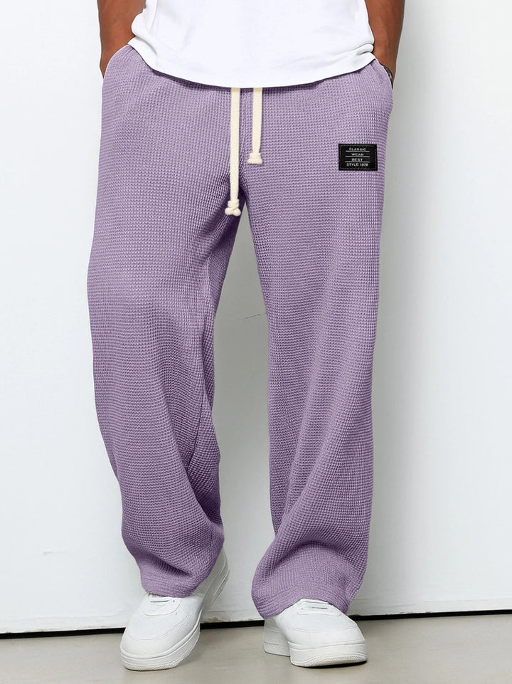 Men's Casual Waffle Texture Lounge Pants with Drawstring, Elastic Waistband and Loose Fit Mune Fashion