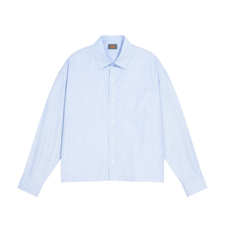Men's Oversized Shirt made of Cotton Poplin with Pinstripes and Chest Pocket Mune Fashion