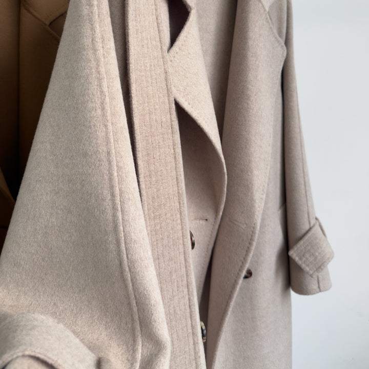 Women Double-Breasted Classic Wool Coat Mune Fashion