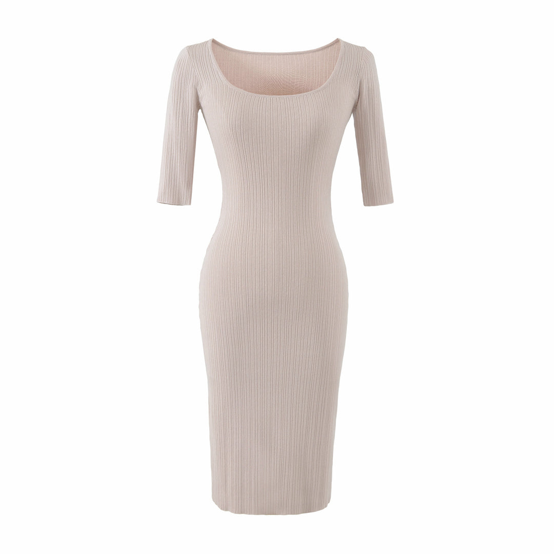 Women Figure-hugging ribbed Midi dress made of stretch knit Mune Fashion