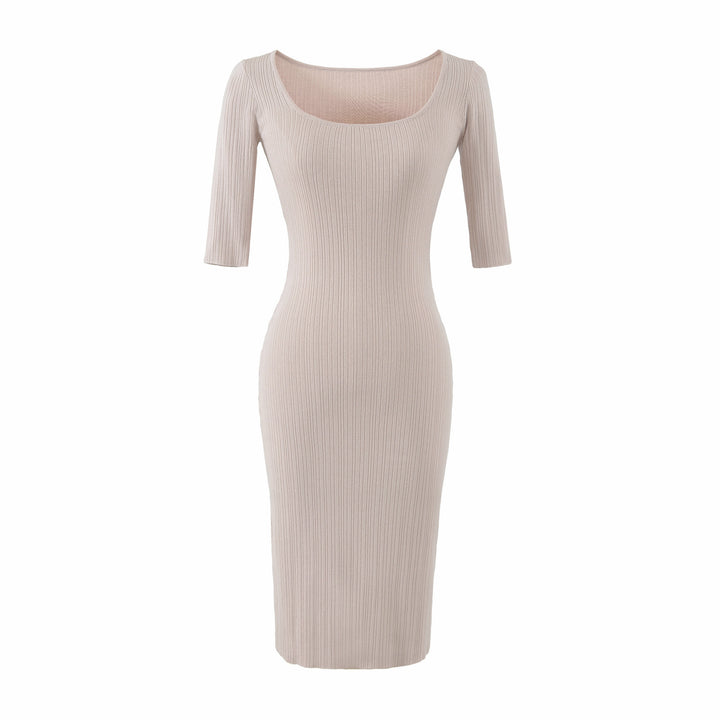 Women Figure-hugging ribbed Midi dress made of stretch knit Mune Fashion