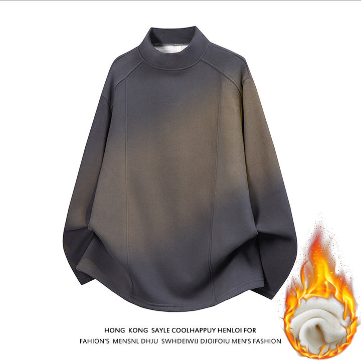 Men's Oversized Stand-Up Collar Sweatshirt with Raglan Sleeves and Subtle Gradient Mune Fashion