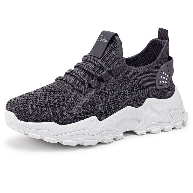 Unisex nan breathable knitted sneakers with thick profile sole and elastic slip-on Mune Fashion