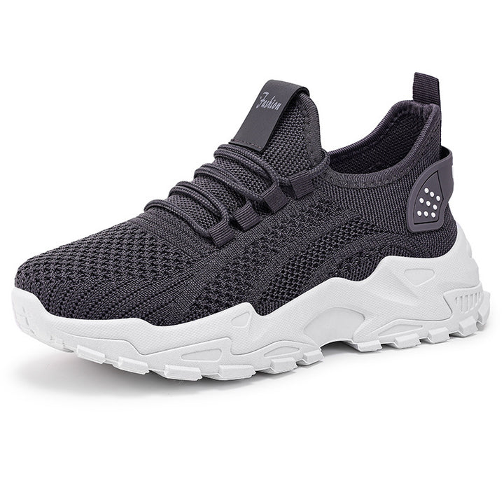 Unisex nan breathable knitted sneakers with thick profile sole and elastic slip-on Mune Fashion