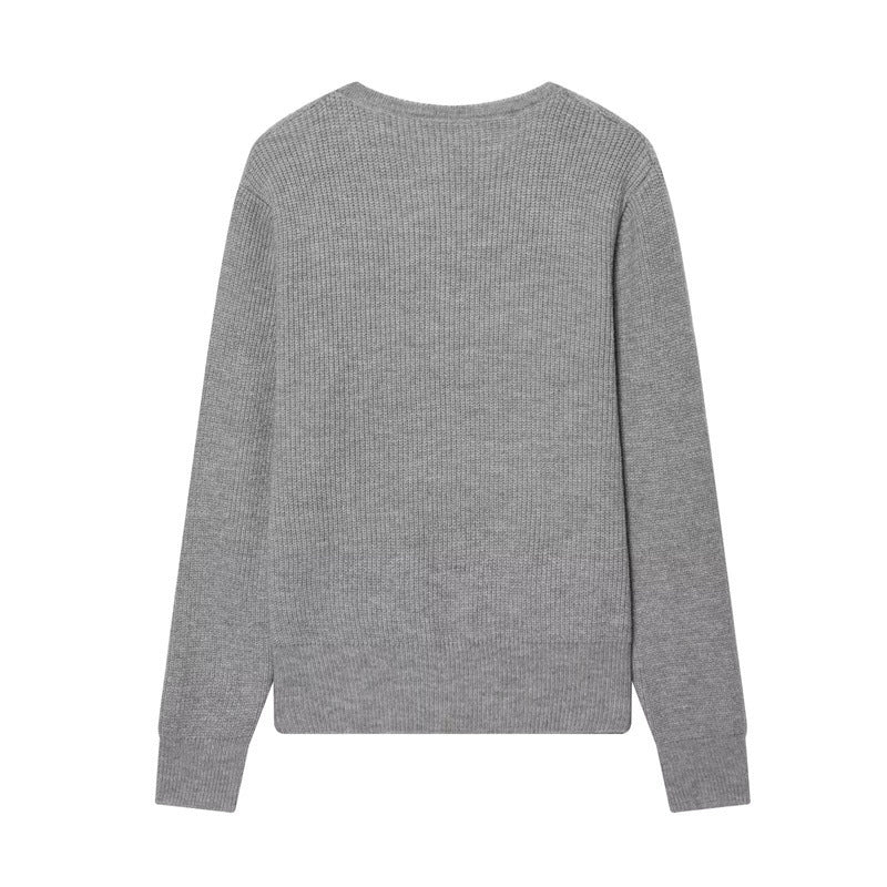 Women's two-layer fine knit cardigan with integrated under top and heart buttons Mune Fashion
