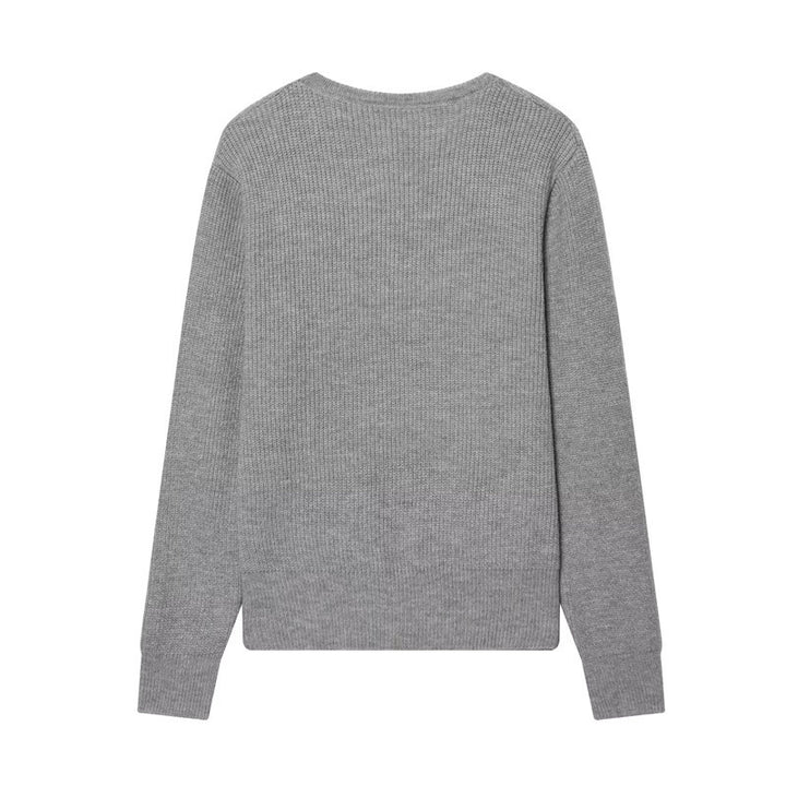 Women's two-layer fine knit cardigan with integrated under top and heart buttons Mune Fashion