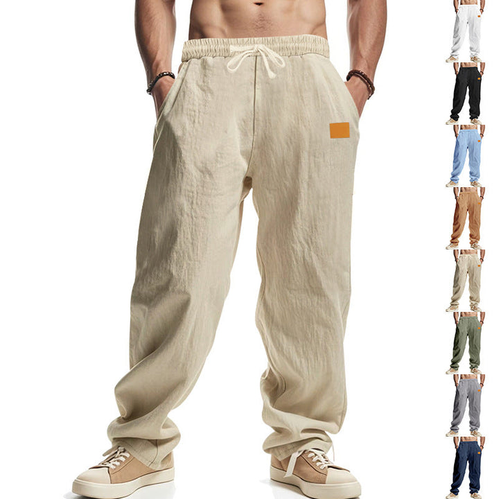 Men's casual linen pants with elastic waistband and generous side pockets Mune Fashion