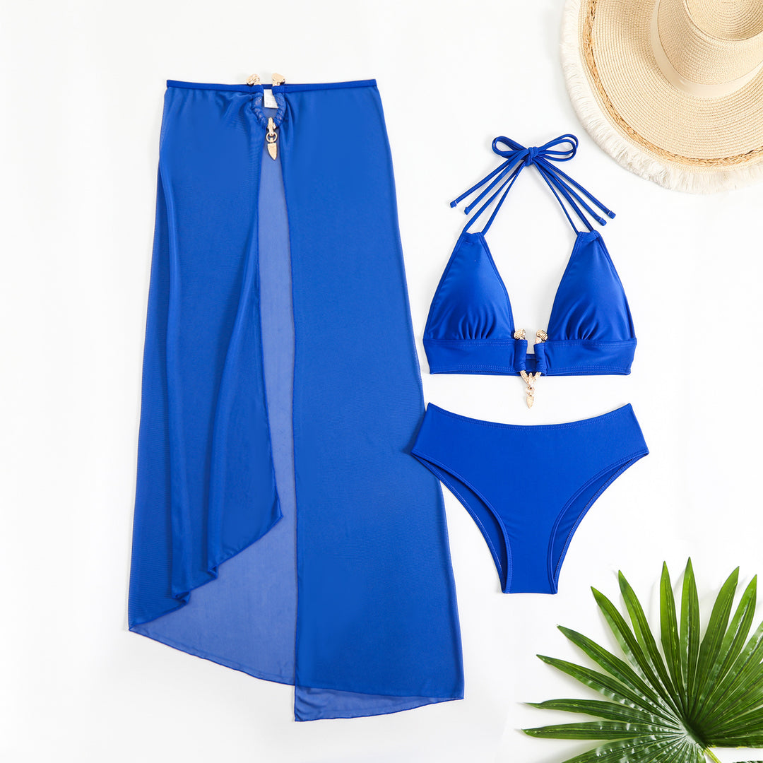 Women's bikini set with stylish wrap skirt and sophisticated halterneck Mune Fashion