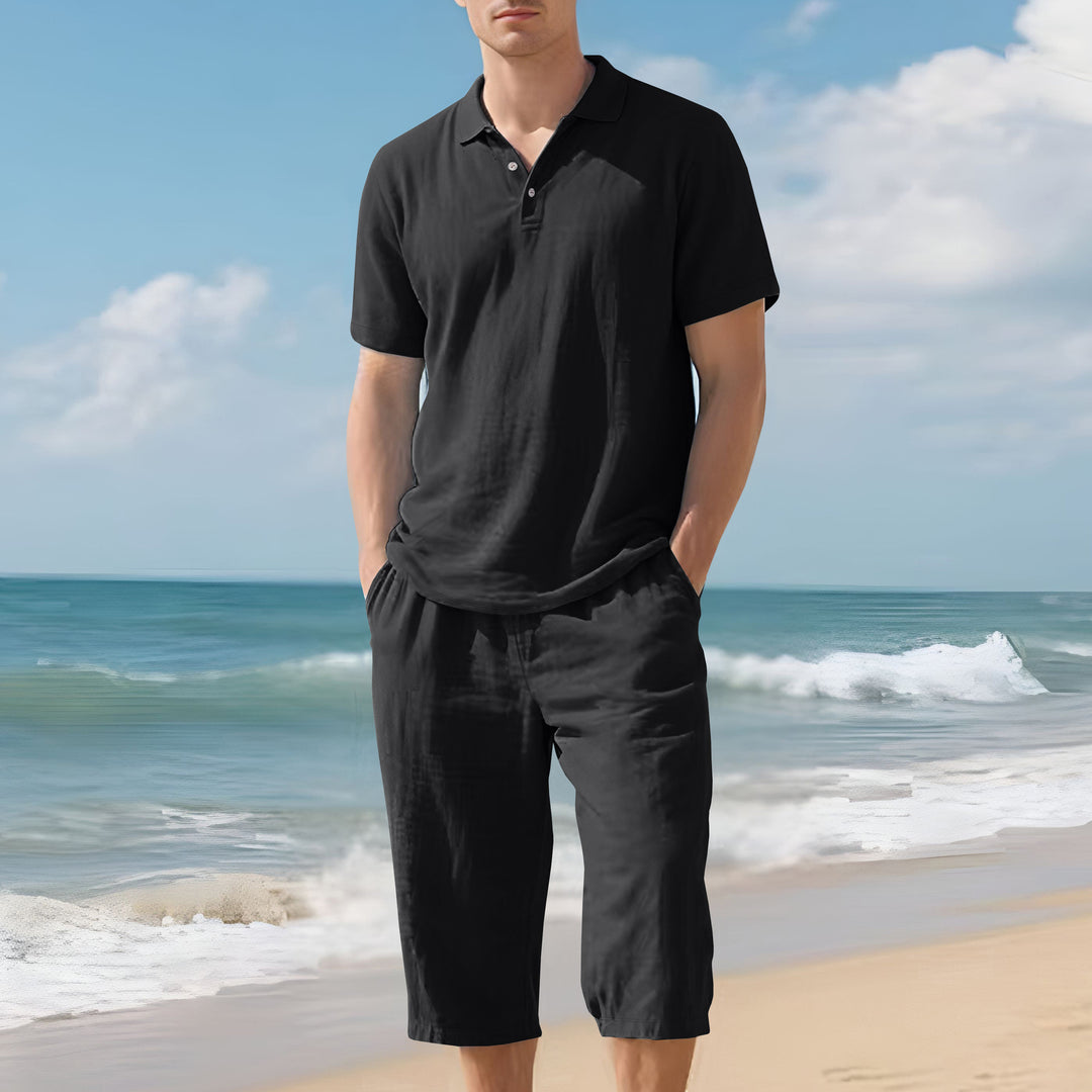 Men's light polo and bermuda set made of silky cotton jersey Mune Fashion