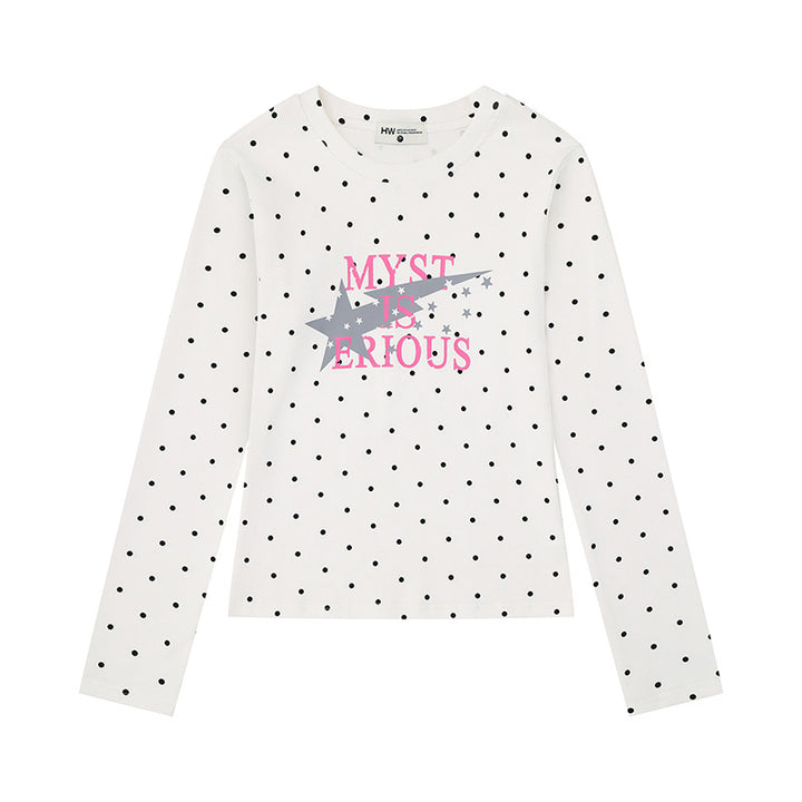 Women's long sleeve shirt made of cotton jersey with polka dot pattern and statement star print Mune Fashion