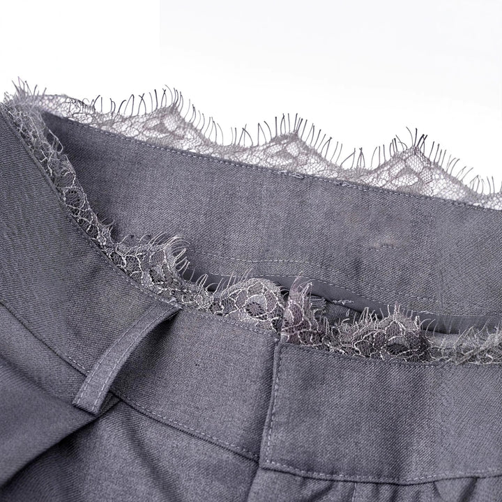 Women Stylish High-Waist Pants with Decorative Waistband Mune Fashion