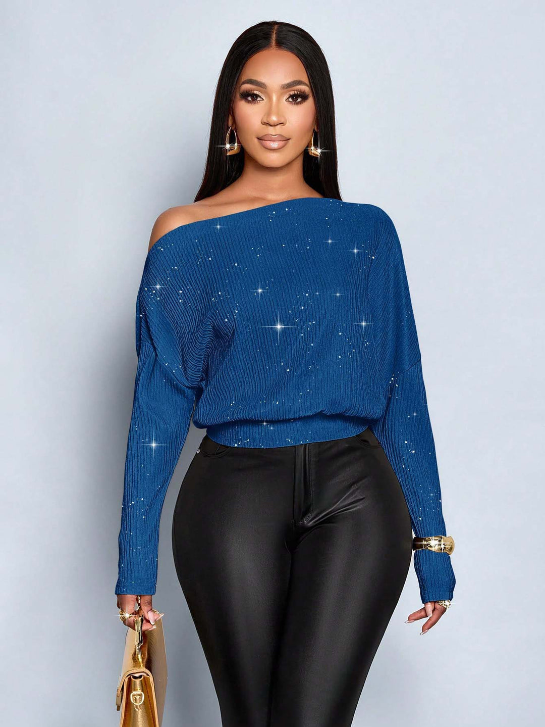 Women's Oversized Rib Knit Sweater with One-Shoulder and Tailored Cuff Mune Fashion