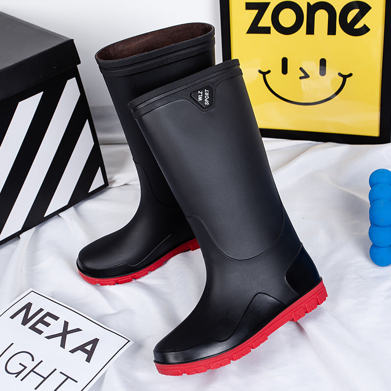 Men's Mid-Height Waterproof Rubber Boots with Contrasting Profile Sole Mune Fashion