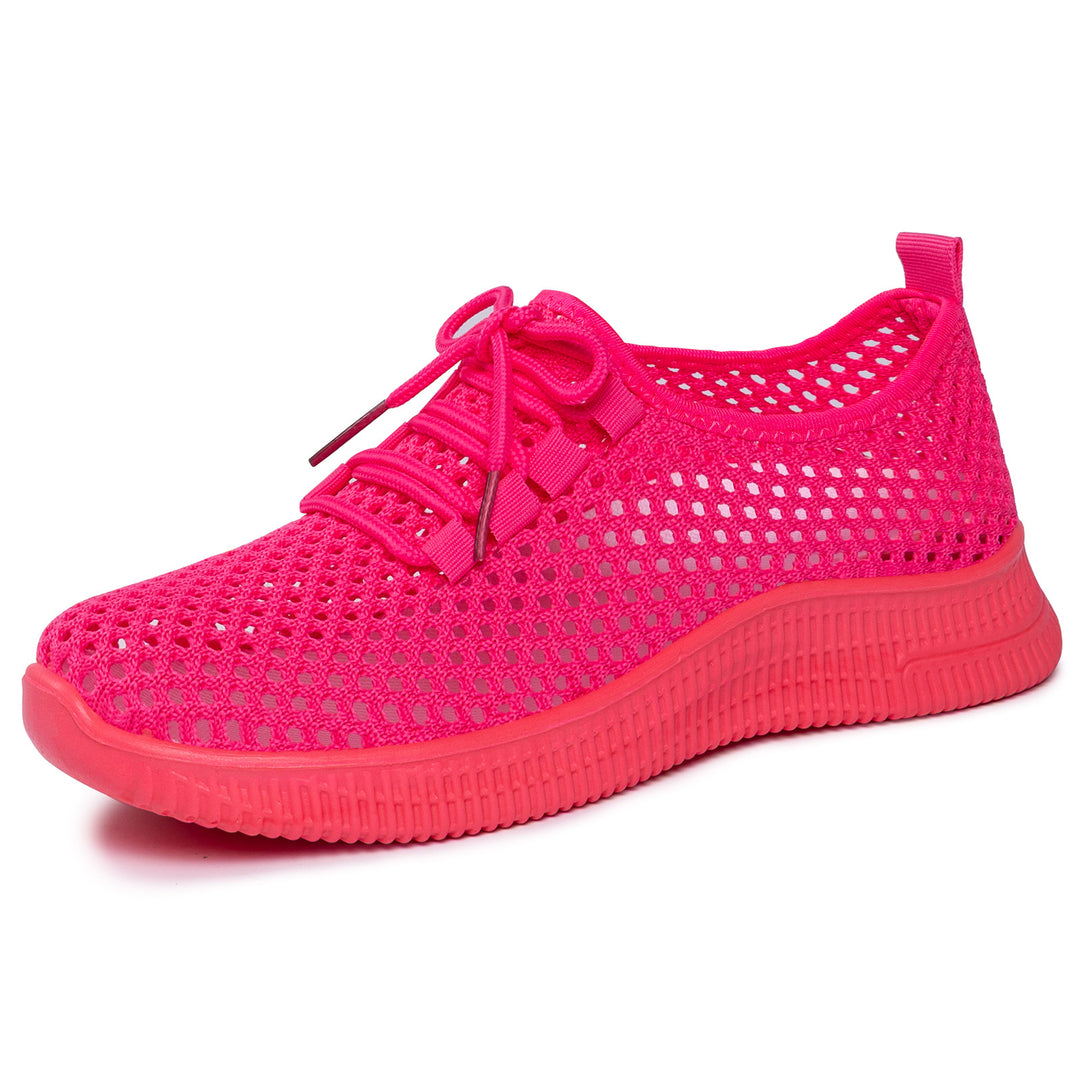 Women's breathable mesh slip-on sneakers with elastic lacing and flexible profile sole Mune Fashion