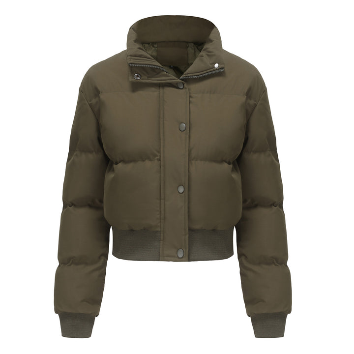 Women's short padded quilted jacket with high stand-up collar and ribbed cuffs Mune Fashion