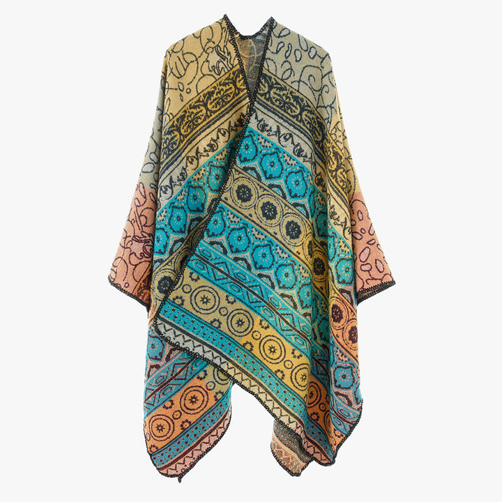 Women's Jacquard Kimono Wrap in Ornament Patchwork Style Mune Fashion