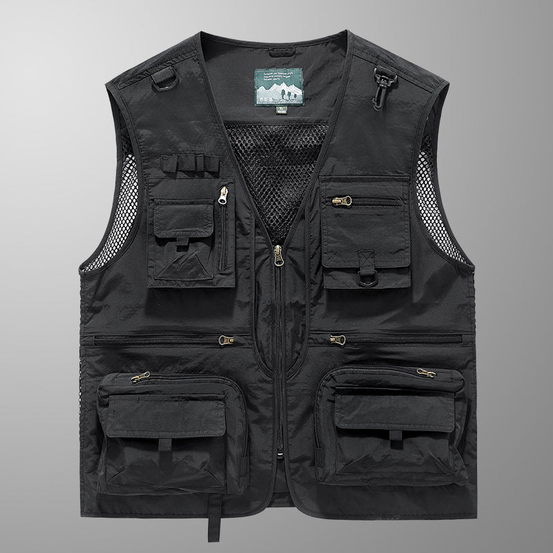Men's Multi-Functional Outdoor Vest with Mesh Ventilation and Multiple Pockets Mune Fashion