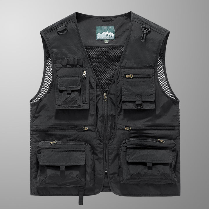 Men's Multi-Functional Outdoor Vest with Mesh Ventilation and Multiple Pockets Mune Fashion
