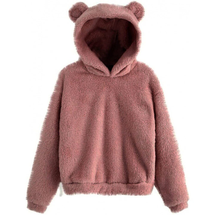Women's Cozy Teddy Fleece Hoodie with Bear Ears and Oversized Fit Mune Fashion