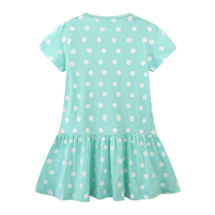 Girl Polka Dots Dress with Sweet Fawn Design Mune Fashion