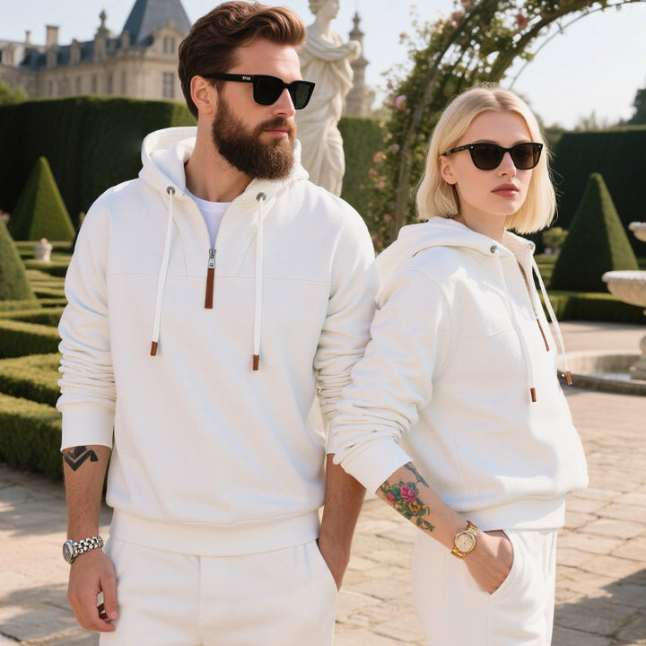 Men's soft fleece hoodie with half zip and adjustable hood Mune Fashion