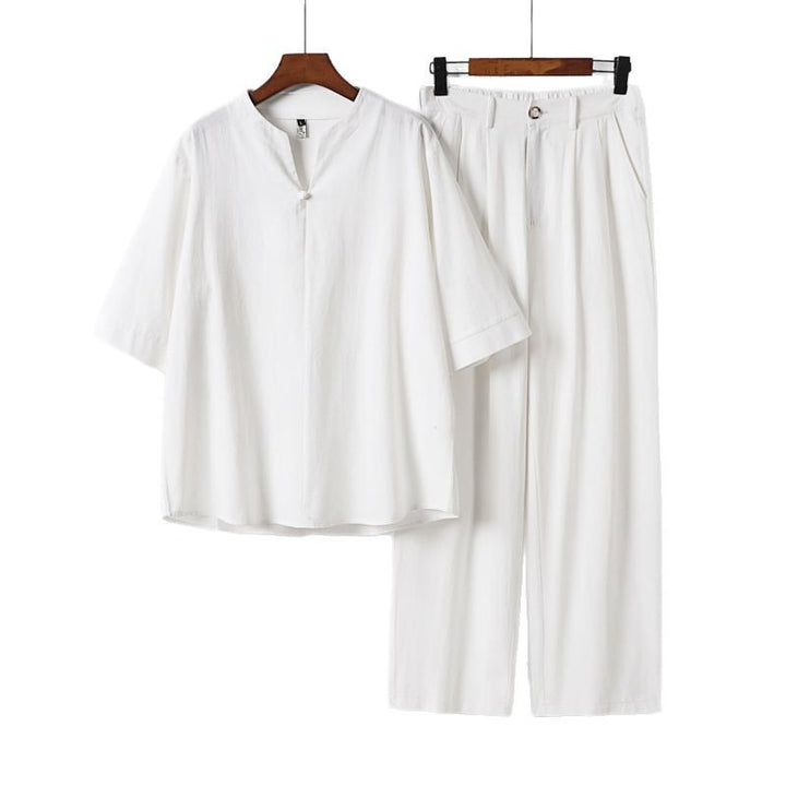 Men's Two-Piece Lightweight Leisure Set with Stand Collar and Elastic Waist Pants Mune Fashion