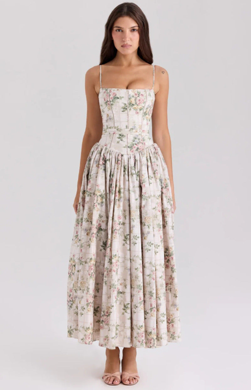 Ladies nan fitted maxi dress with corset top and fine spaghetti straps Mune Fashion