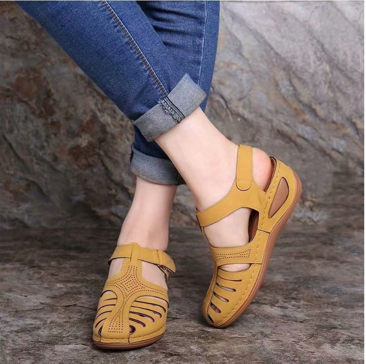 Ladies nan closed slingback sandals with perforated upper material, ergonomic comfort footbed and lightweight wedge heel Mune Fashion
