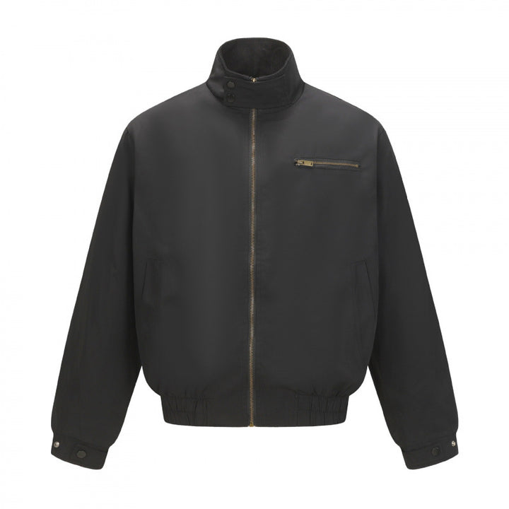 Men's short-cut wind and water-repellent bomber jacket with stand-up collar, zipper, and elastic waistband Mune Fashion