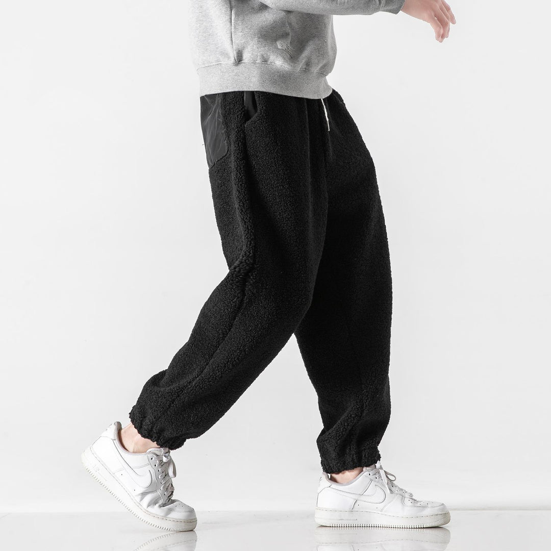 Men's Teddy Fleece Jogging Pants with Elastic Waistband, Drawstring, and Cuffs Mune Fashion