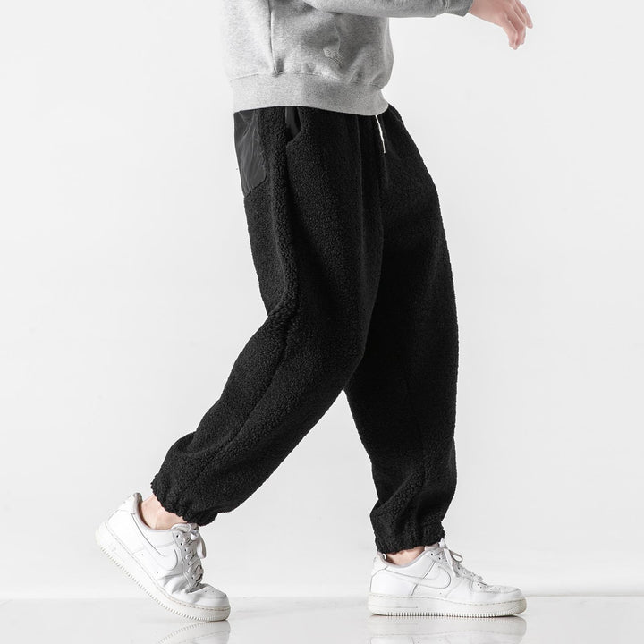 Men's Teddy Fleece Jogging Pants with Elastic Waistband, Drawstring, and Cuffs Mune Fashion