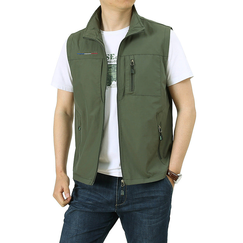 Men's Softshell Utility Vest with Stand-Up Collar and Multi-Pockets Mune Fashion