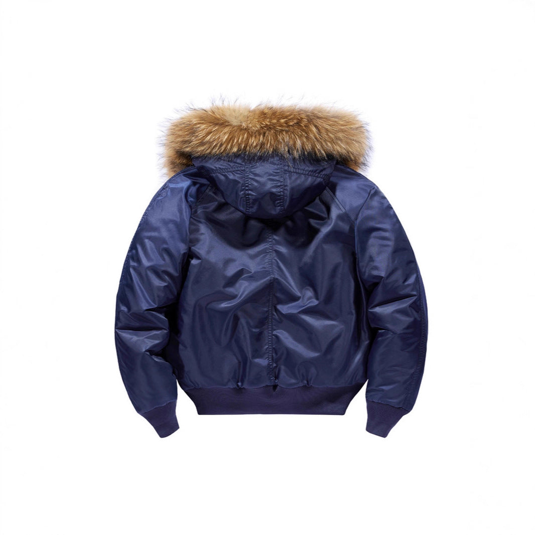 Men's insulated bomber jacket with removable faux fur hood and thermal lining Mune Fashion