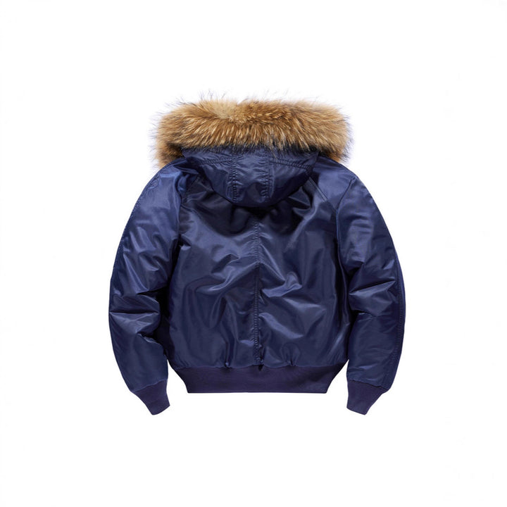 Men's insulated bomber jacket with removable faux fur hood and thermal lining Mune Fashion