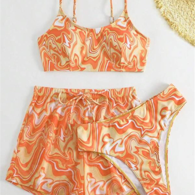 Women's Two-Piece Bikini Set with Stylish Wave Pattern Mune Fashion