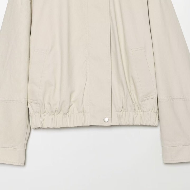 Women's Oversized Blouson Jacket with High Ribbed Collar, Snap Button Placket, and Elastic Hem Mune Fashion