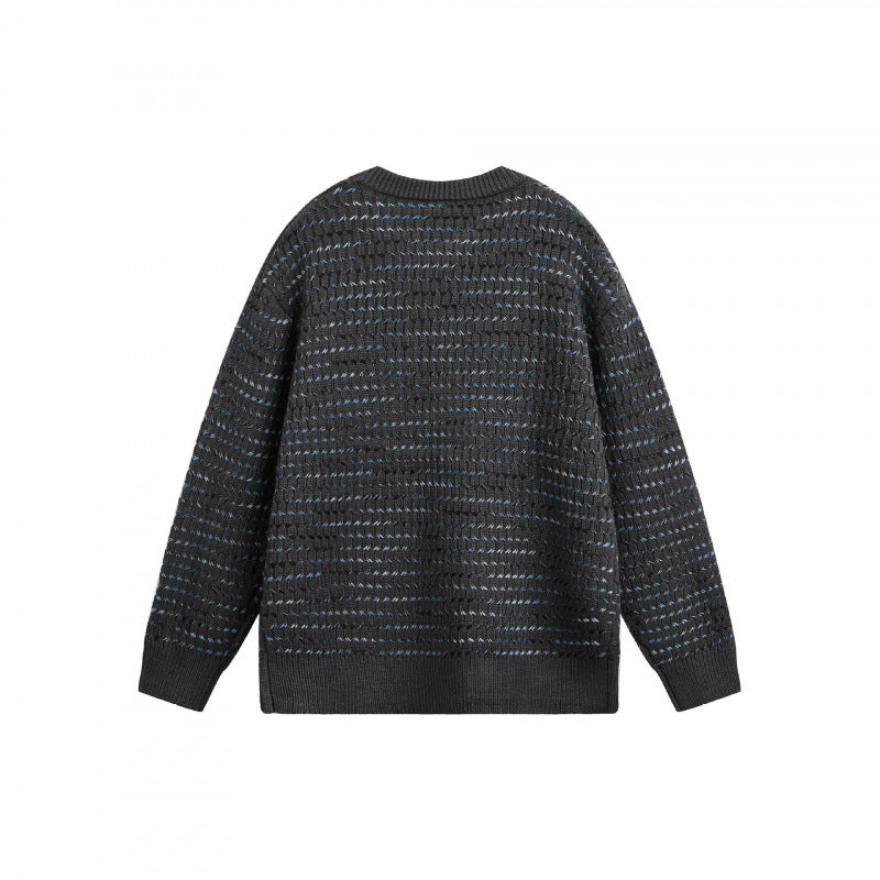 Unisex fine-knit sweater with structured striped look and round neck Mune Fashion