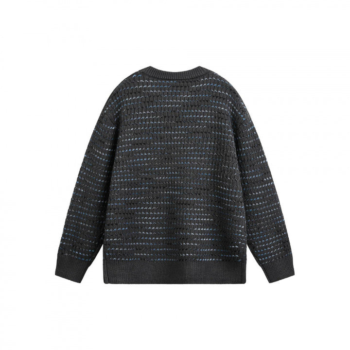 Unisex fine-knit sweater with structured striped look and round neck Mune Fashion