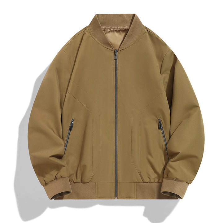 Men's Lightweight Windproof Bomber Jacket with Zipper, Ribbed Cuffs and Concealed Side Pockets Mune Fashion