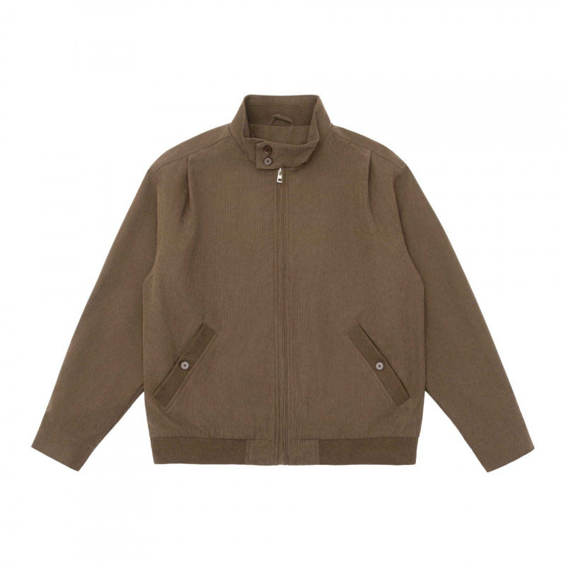 Men's Lightweight Blouson Jacket in Bomber Style with Stand-Up Collar and Concealed Zipper Mune Fashion