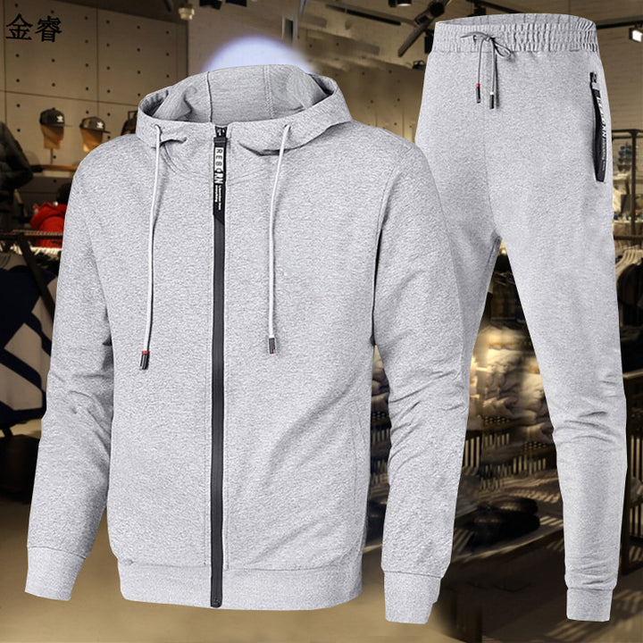 Men's two-piece training set with full zip hoodie, drawstring, and tapered jogging pants Mune Fashion