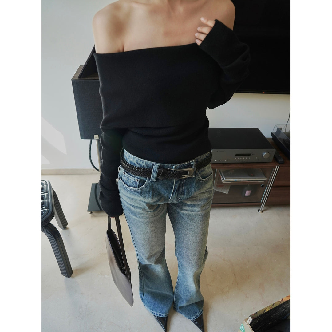 Women's High-Waisted Denim Palazzo Pants in Vintage Look with Wide Leg and Slight Flare Mune Fashion