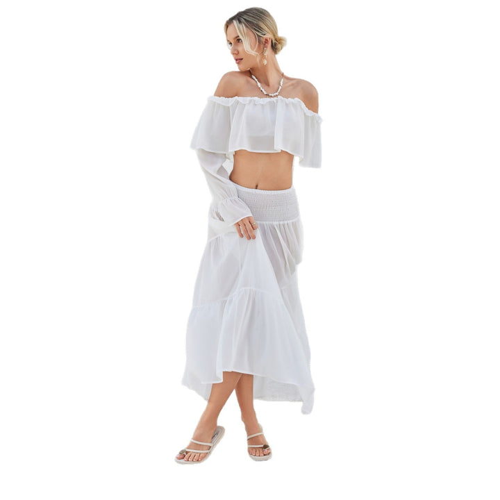 Women's Casual Crop Top and Maxi Skirt Set Mune Fashion