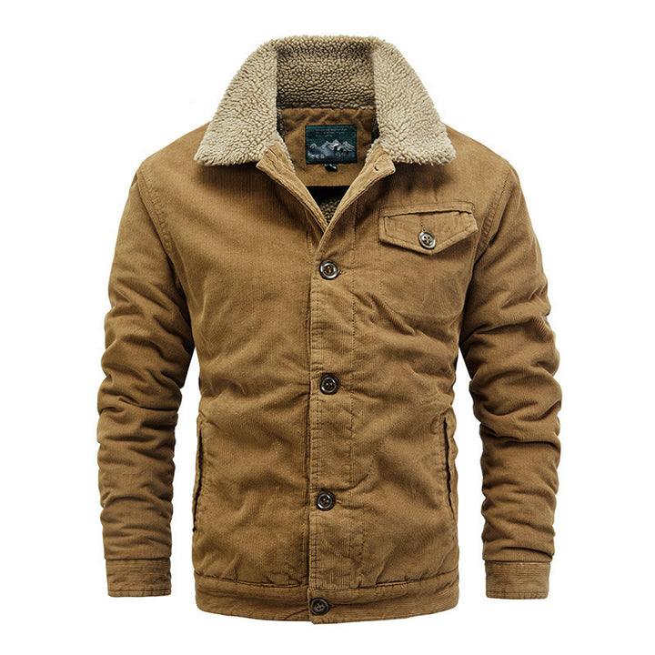 Men's cord jacket with sherpa collar and warming teddy fleece lining Mune Fashion