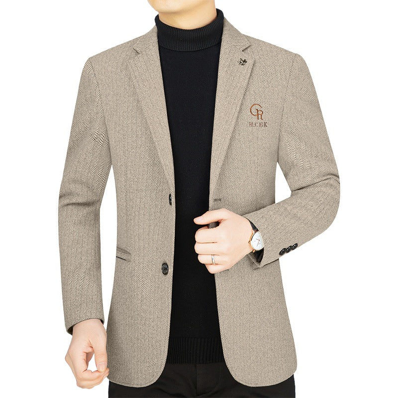Men's blazer made of wool blend with houndstooth pattern and patch pockets Mune Fashion