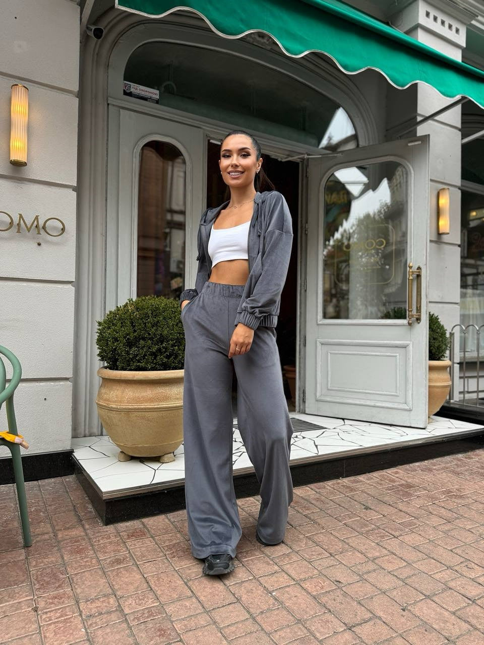 Women's Velour Zip Hoodie with Marlene Jogging Pants Lounge Set Mune Fashion